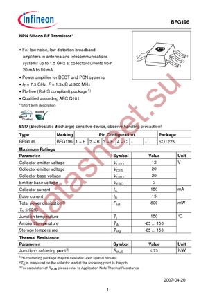 BFG 196 E6327 datasheet  